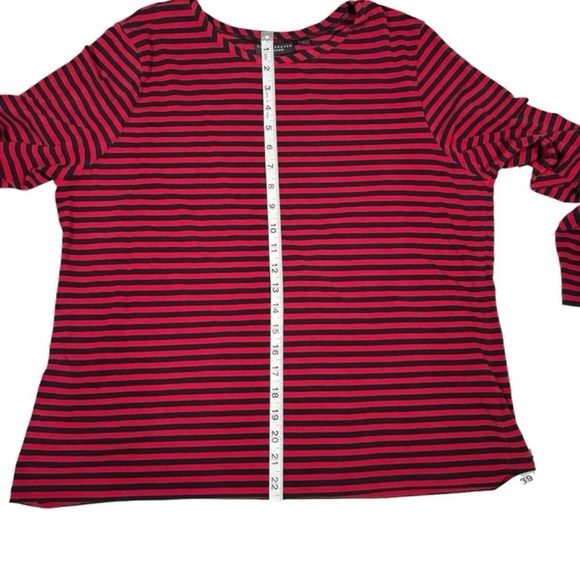 Susan Graver Weekend Cotton Modal Top Women's Size Large Stretch Striped Casual - Picture 11 of 12